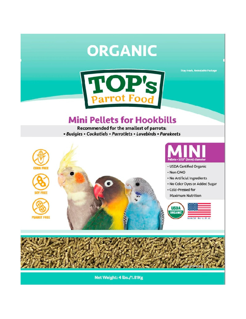 TOP's Totally Organic Mini Pellets for Parrots (4lb) $39.54