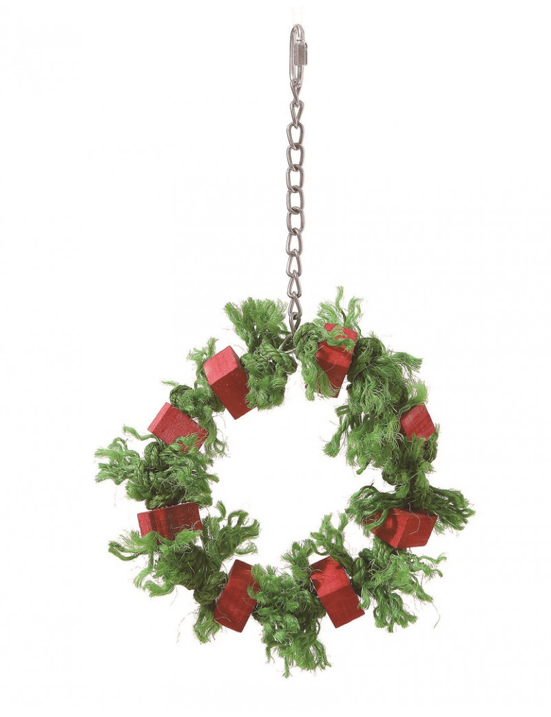 Christmas Wreath Parrot Bird Toy with Sisal Ropes and Wooden Blocks $21.46