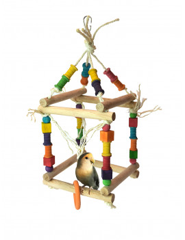 Small Natural Wood Hanging Parrot Play Gym $16.94