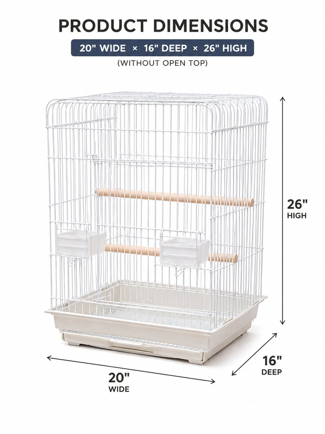 20x16" Open Top Parrot Cage for Cockatiels & Conures $112.99