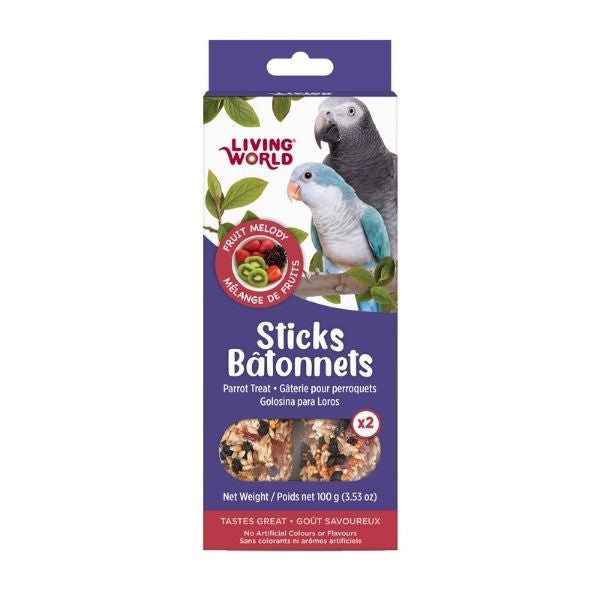 Living World Parrot Treat Sticks – Fruit Melody Bird Treat – 2 Pack (100 g) $6.77