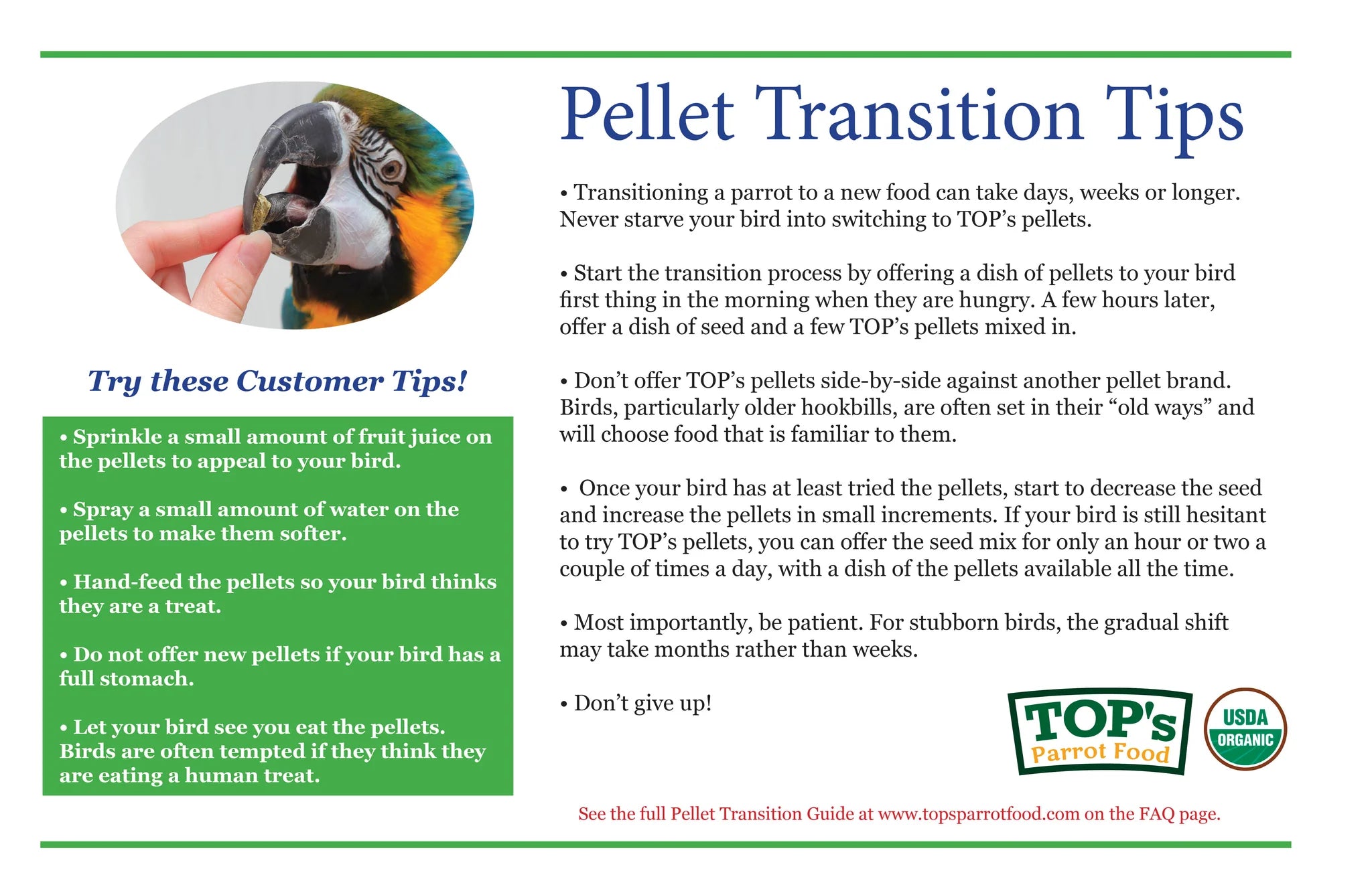 TOP's Totally Organic Mini Pellets for Parrots