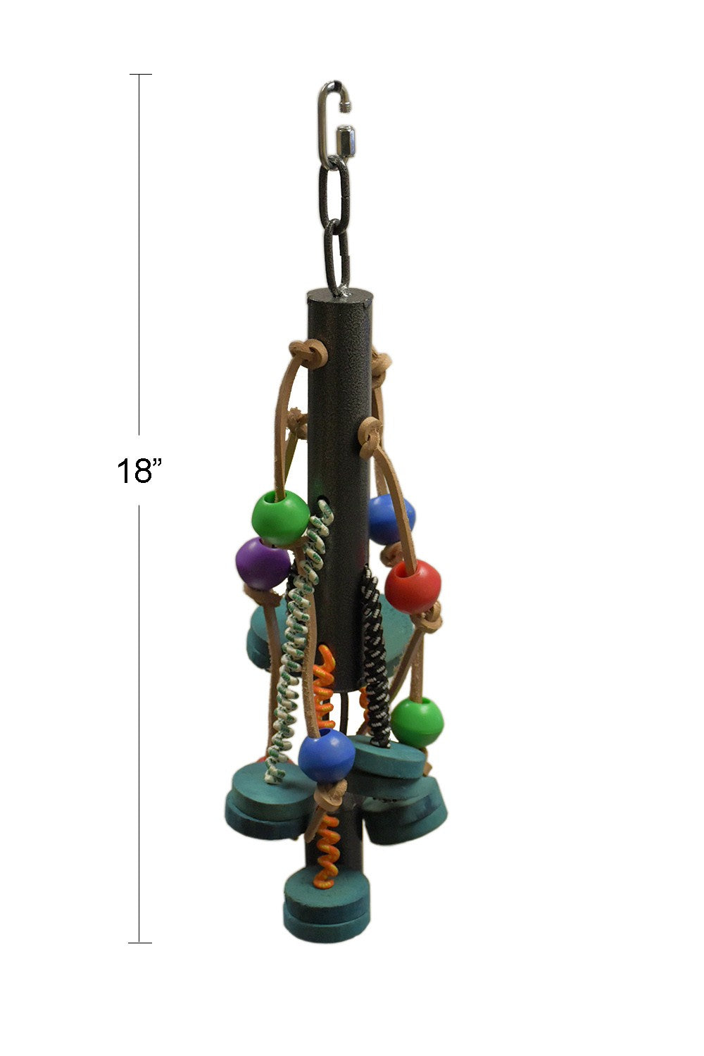 Metal Parrot Toy with Bell and Leather Strips $33.89