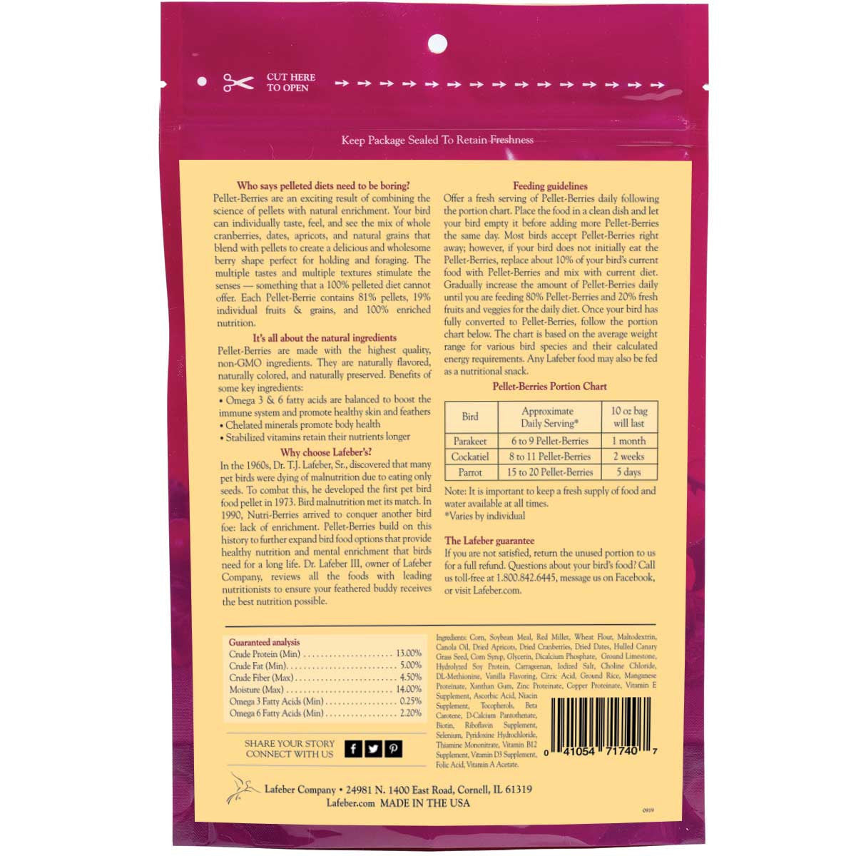 Lafeber's Pellet-Berries for Cockatiels (10oz) $13.55