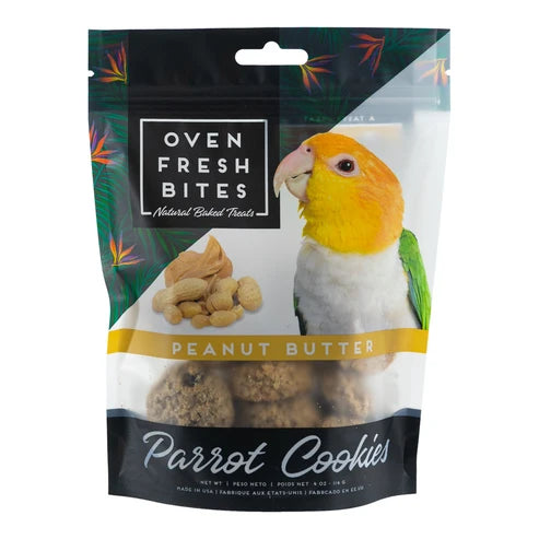 Biscuits pour perroquets Oven Fresh Bites saveur beurre de cacahuète 113g