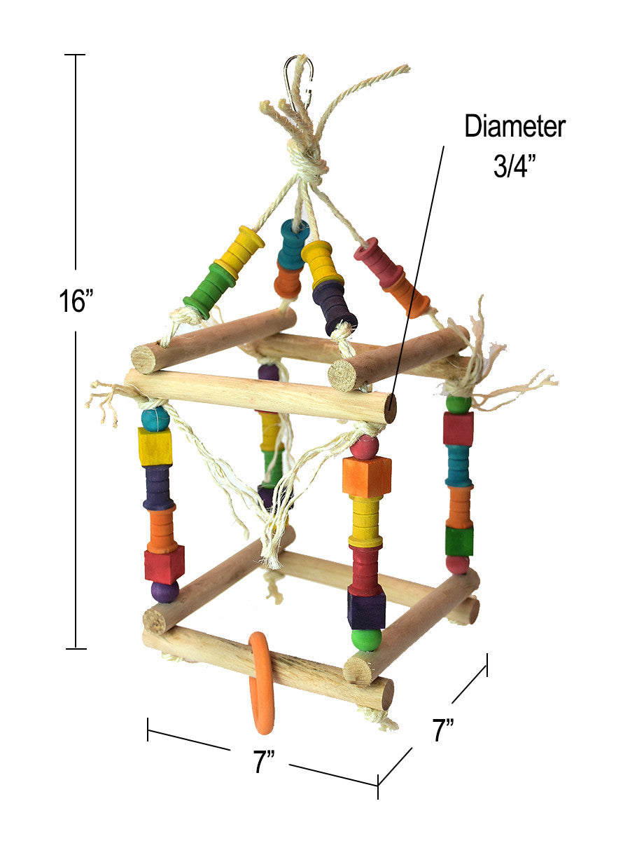 Small Natural Wood Hanging Parrot Play Gym $16.94