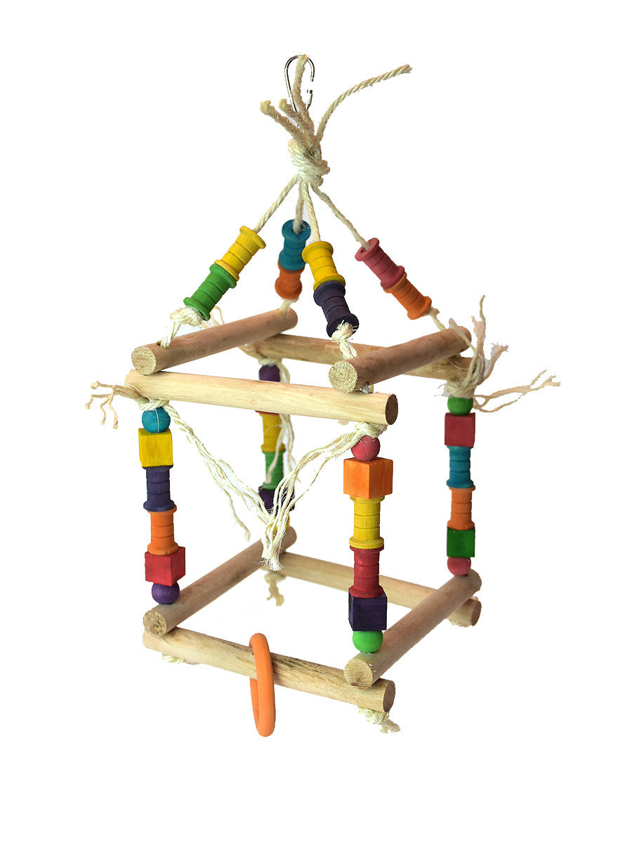 Small Natural Wood Hanging Parrot Play Gym $16.94