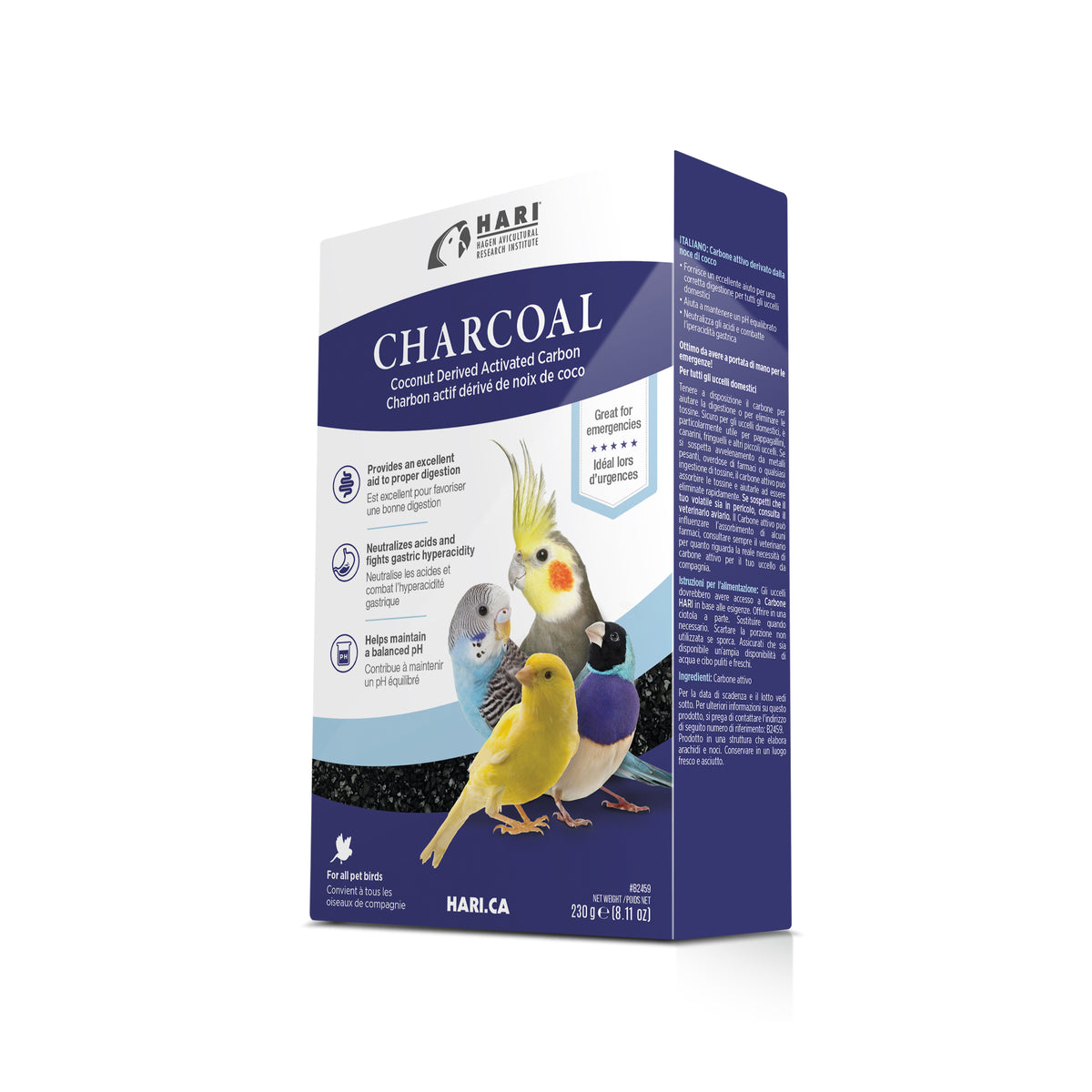HARI Charbon actif pour oiseaux de compagnie (230 g)