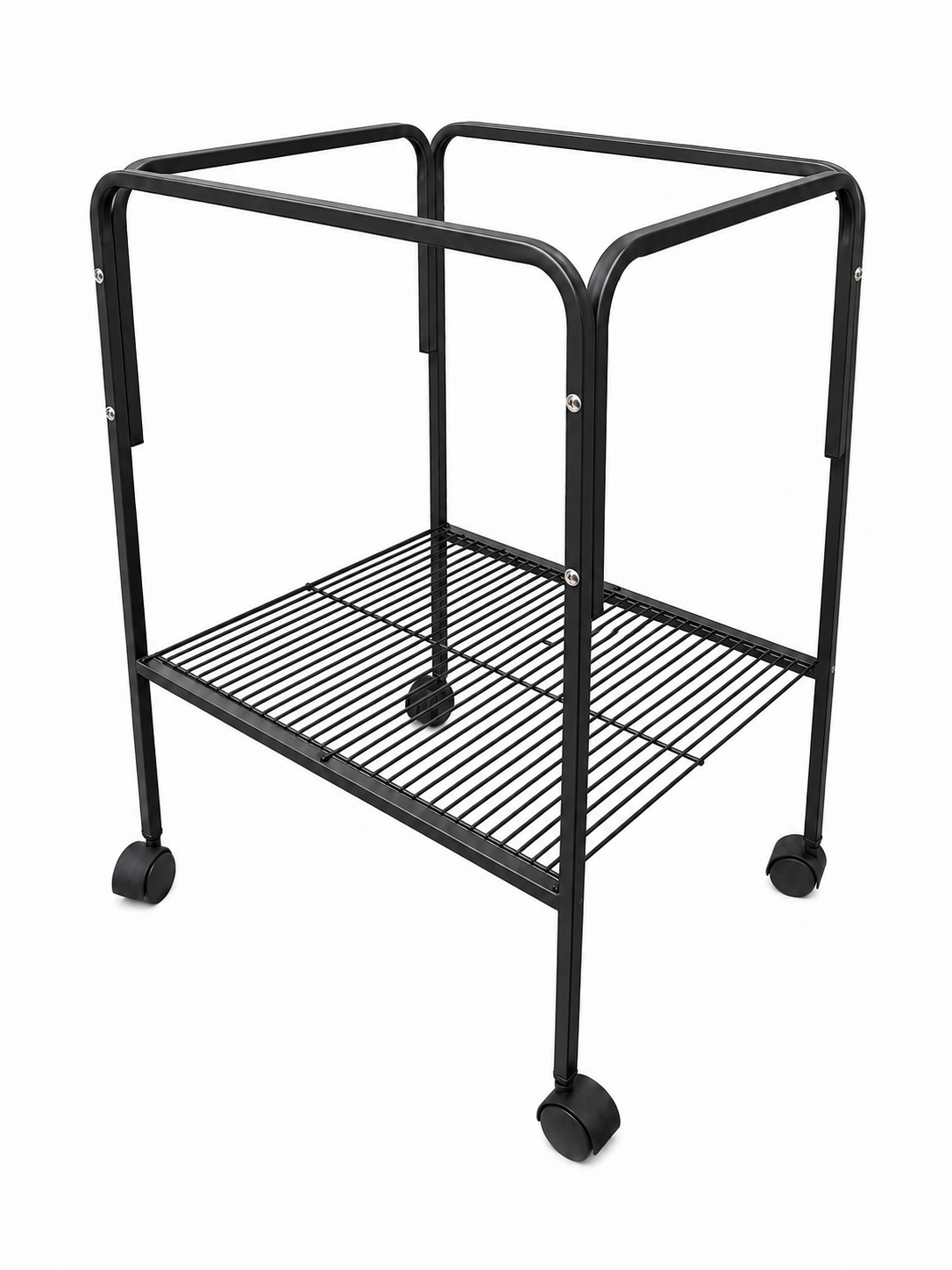 20" × 16" Bird Cage Stand with Wheels & Storage Basket