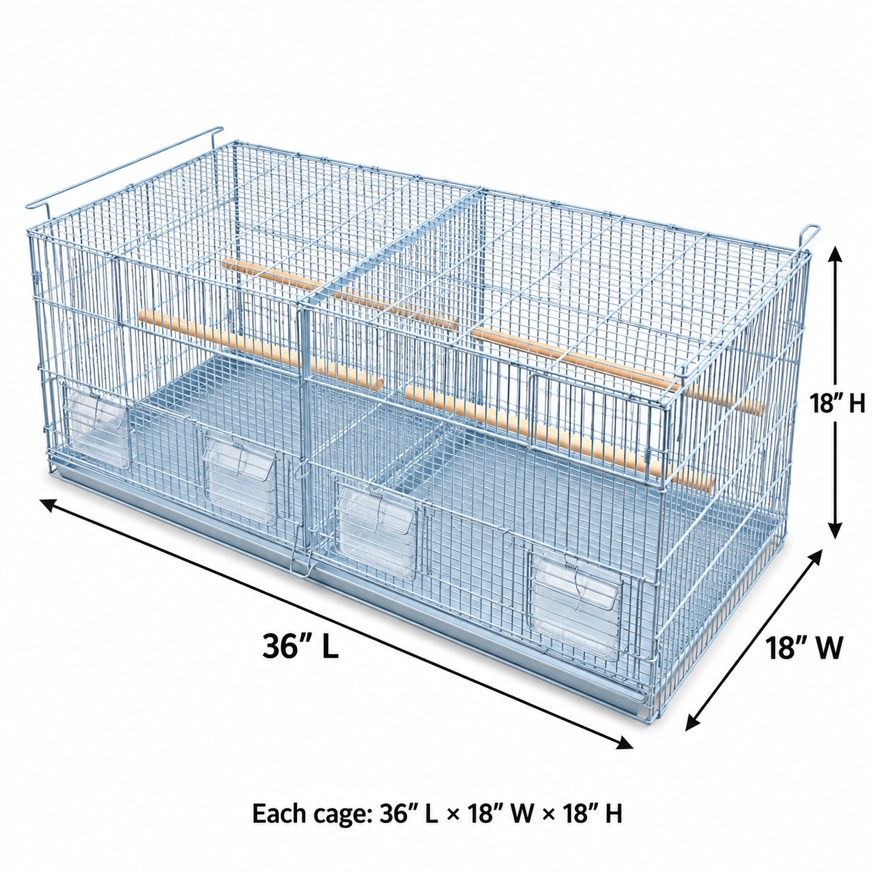 36x18X18" Spacious Stackable Parrot Bird Breeding Cage (set of 2 cages)