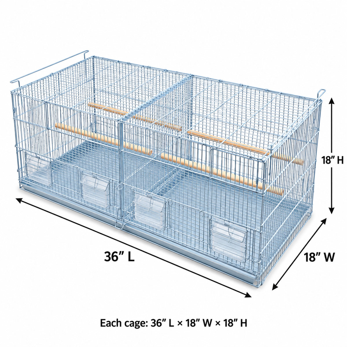 Cages d’élevage empilables pour perroquets 36 × 18 × 18 pouces (ensemble de 2)